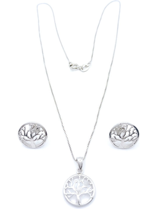 PS Silver Set mit Halskette & Ohrringe aus Silber