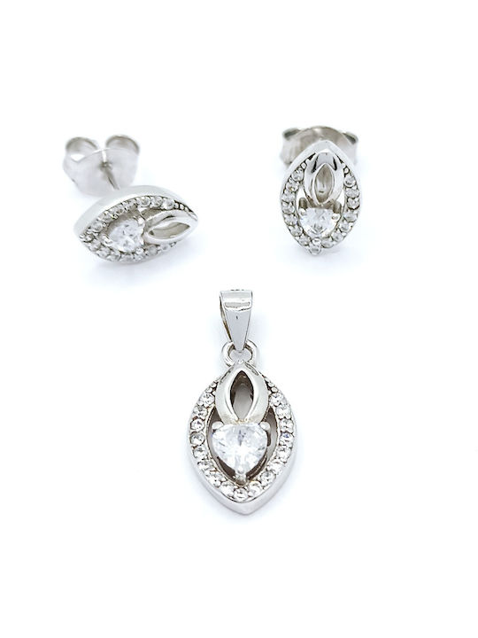 PS Silver Set mit Ohrringe & Anhänger aus Silber mit Steinen