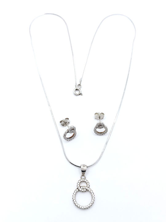 PS Silver Set with Necklace & Earrings from Silver with Stones