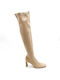 Corina Over the Knee High Heel Women's Boots with Rubber Beige