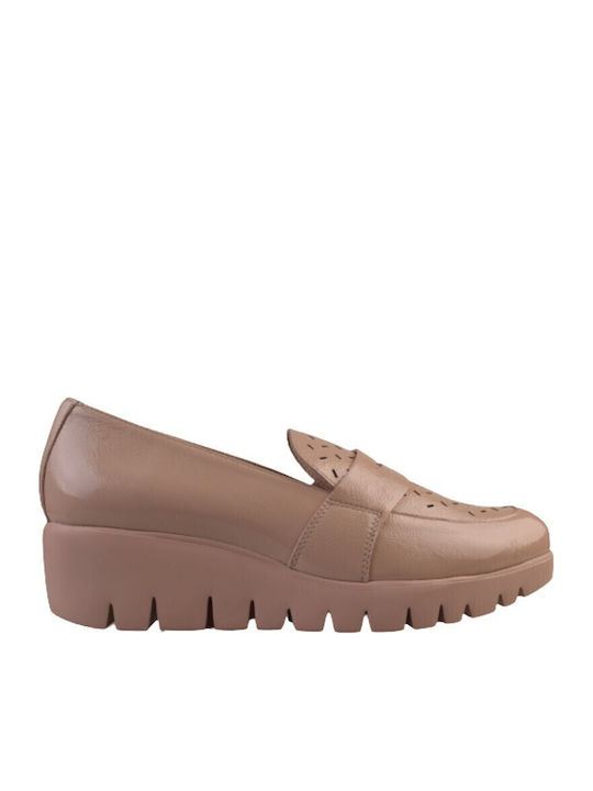 Leather Women's Moccasins in Beige Color