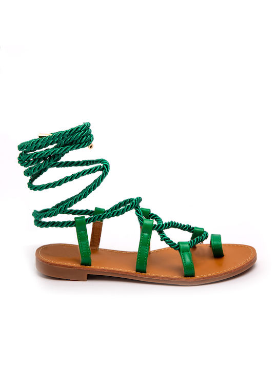Malesa Damen Flache Sandalen in Grün Farbe