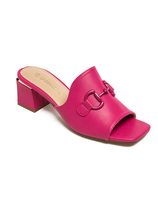 Cassandra Chunky Heel Mules Fuchsia