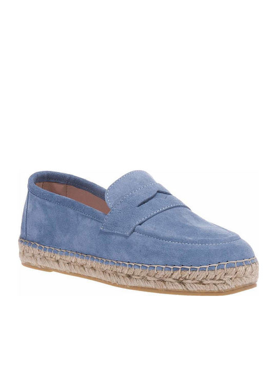 Women's Leather Espadrilles Light Blue