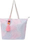 Fabric Beach Bag with Wallet Floral Multicolour