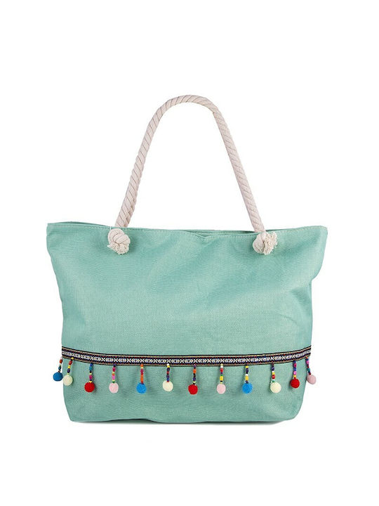 Straw Beach Bag Turquoise