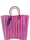 Straw Beach Bag Purple with Stripes