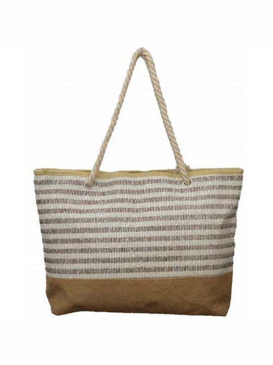 Beach Bag Beige with Stripes