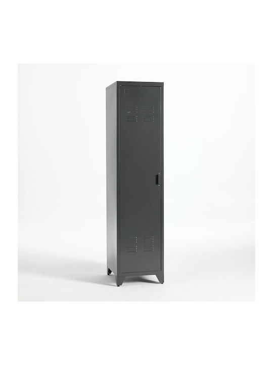 Einflügeliger Schrank Hiba Metallisch mit 2 Regale 43x50x180cm