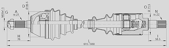 Open Parts Половин ос за Citroen Saxo
