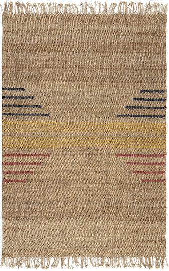 Rug Rectangular Summer from Jute with Fringes Beige