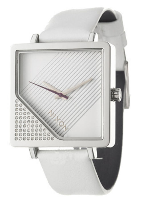 Nixon Γυναικείο Ρολόι 42mm Μπαταρίας με Λευκό Δερμάτινο Λουράκι