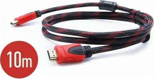 Factory HDMI 1.4 High Speed 1080p 120Hz Braided Cable HDMI male - HDMI male 10m Μαύρο