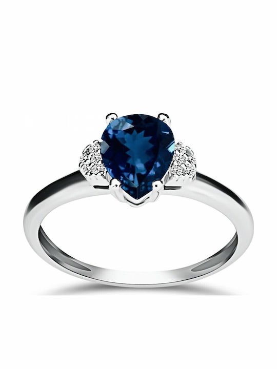 Chrilia Единичен камък от Бяло злато 14K