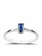 Chrilia Single Stone Ring in 18K White Gold with Sapphire