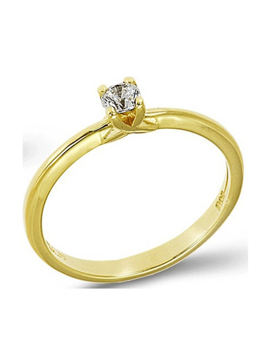 Single Stone Ring of Yellow Gold 14K with Diamond
