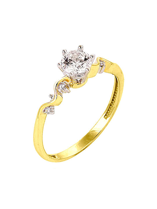 Single Stone Ring of Gold 9K