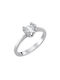 Single Stone Ring of White Gold 14K