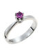Single Stone Ring in 18K White Gold with Sapphire