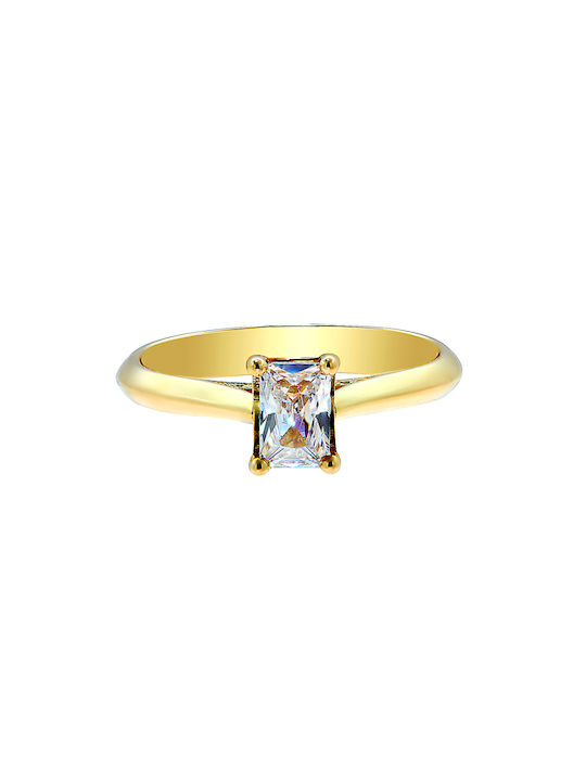 Single Stone Ring of Yellow Gold 18K with Diamond