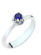 Single Stone Ring in 18K White Gold with Sapphire