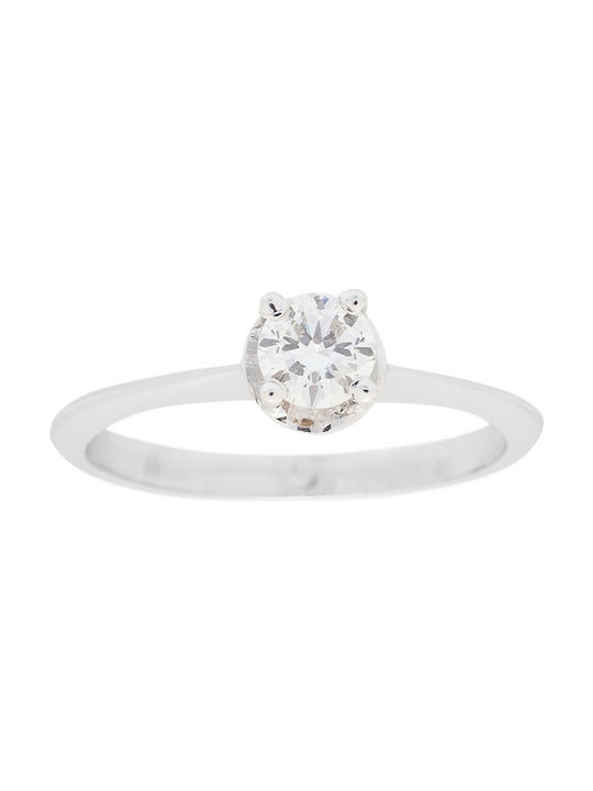 Single Stone Ring of White Gold 18K with Diamond