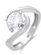 Goldjewels Μονόπετρο από Λευκόχρυσο 14K με Ζιργκόν