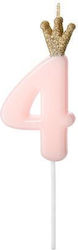 PartyDeco Geburtstagskerze Nummer "4" in Rosa F...