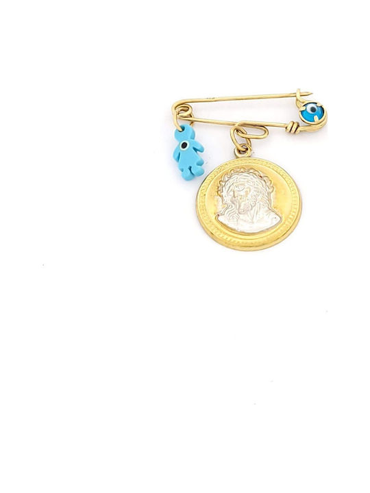 Child Safety Pin made of Gold and White Gold 9K for Boy