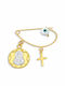 Goldjewels Child Safety Pin made of Gold and White Gold 9K with Cross