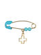 Child Safety Pin made of Gold 9K with Cross for Boy