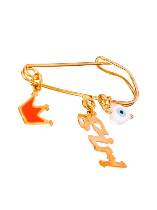 Gatsa Child Safety Pin made of Gold Plated Silver with Constantinato for Girl