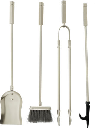 Zogometal Fireplace Tool Set with Stand Holder Silver