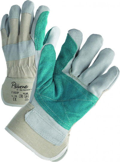 Prime Gloves for Work Green Leather-Cotton 1pcs