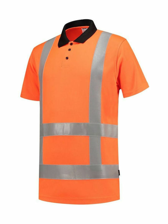 Tricorp Bărbătească Mâneci scurte Bluză de Lucru Polo Portocaliu cu Benzi Reflective