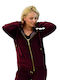 Women's Sweatshirt Jacket Velvet Hooded Burgundy