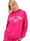 New York Long Women's Sweatshirt Hooded Fuchsia