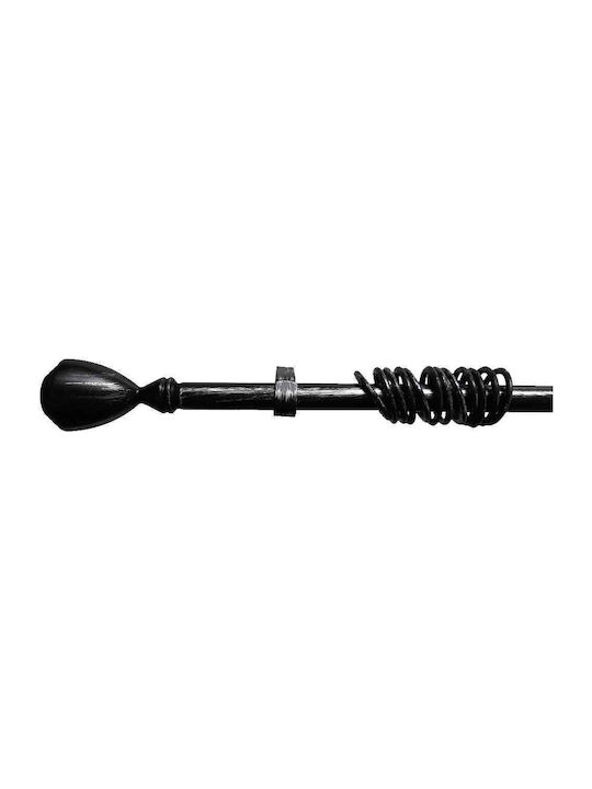 Ausziehbar Metallisch Vorhangstange Einfach Φ22mm 120-210cm Schwarz