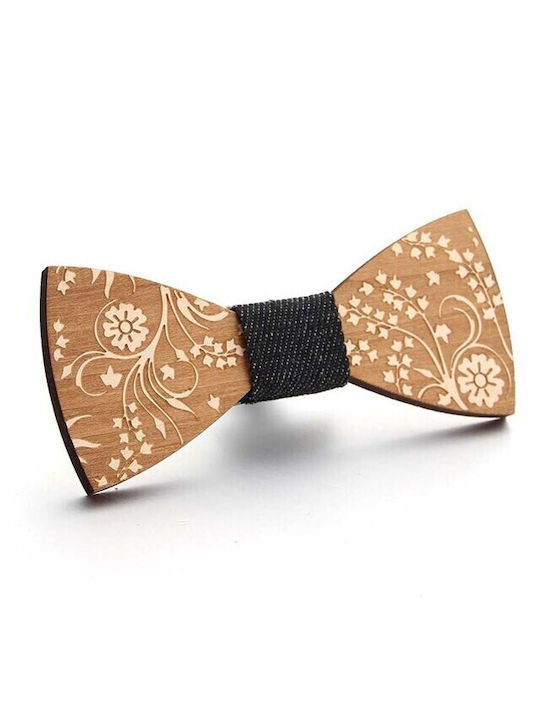 Wooden Bow Tie Beige