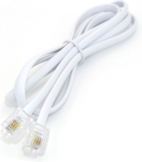 KAL Electronics Στρογγυλό Τηλεφωνικό Καλώδιο RJ11 6P4C 7m Λευκό (SM134-WHITE-7M)