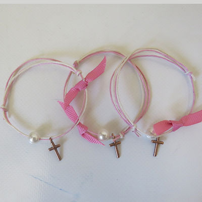 Christening Charm Bracelet Pink 50pcs