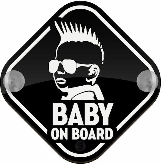 Koupakoupa Semn Baby on Board cu Ventuză Negru