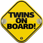 Twins Baby on Board Car Sign Yellow with Suction Cup