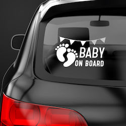 Baby on Board Αυτοκόλλητο Λευκό