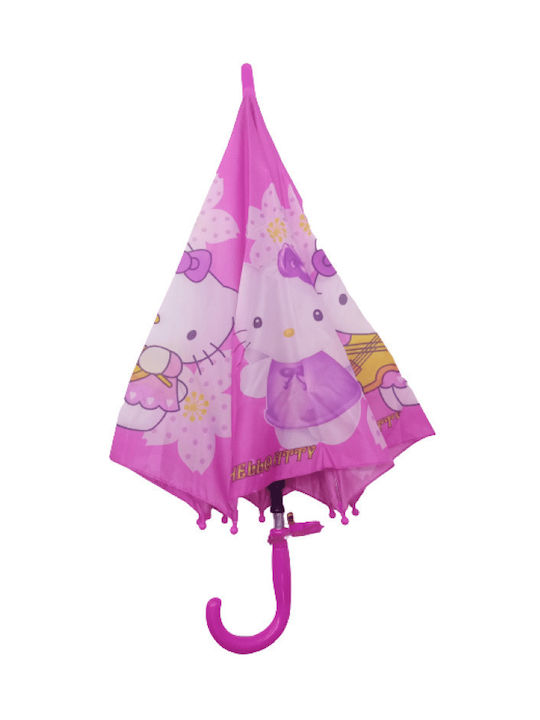 Kinder Regenschirm Gebogener Handgriff Rosa mit Durchmesser 85cm.