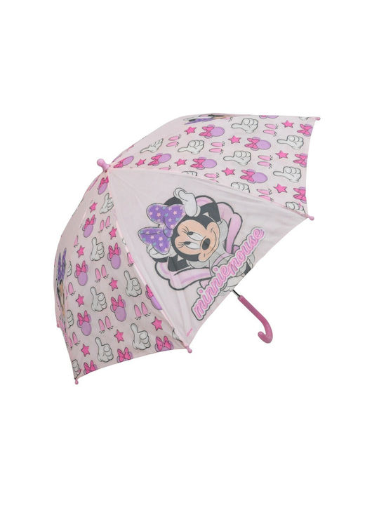 Kids Curved Handle Umbrella Pink