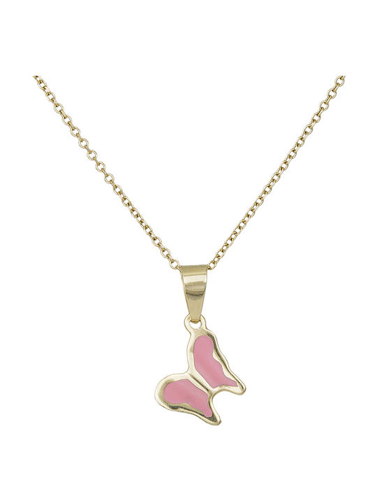 Colier pentru copii Fluture din aur cu lanț 14K 013116