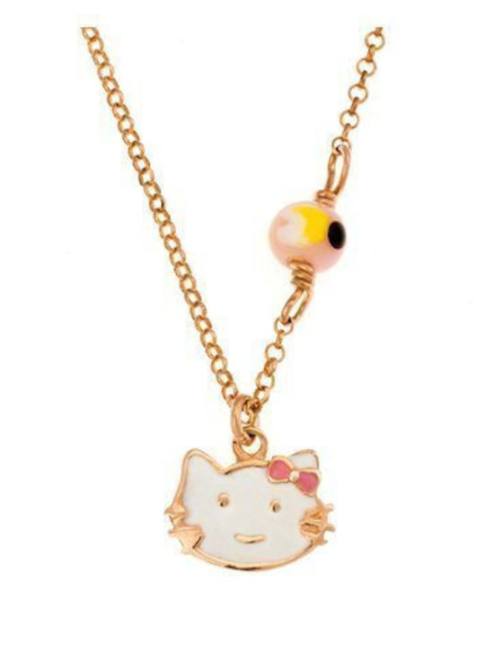 Paraxenies Placat cu aur Colier pentru copii Hello Kitty cu lanț PJ00395