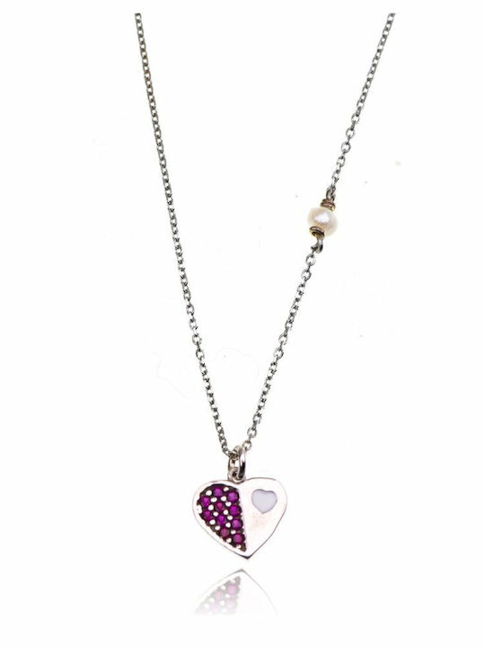Paraxenies Silver Chain Kids Necklaces Heart KIDK033