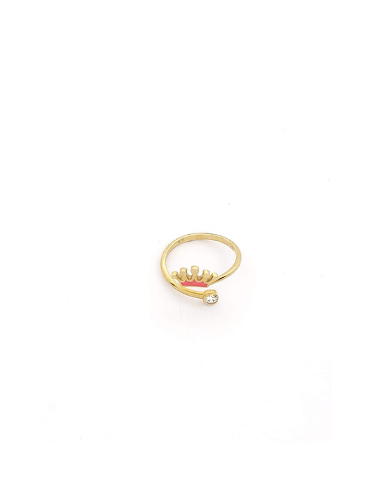 Kirkikosmima Παιδικό Δαχτυλίδι με Σχέδιο Κορώνα Ανοιγόμενο από Χρυσό 9K 101082